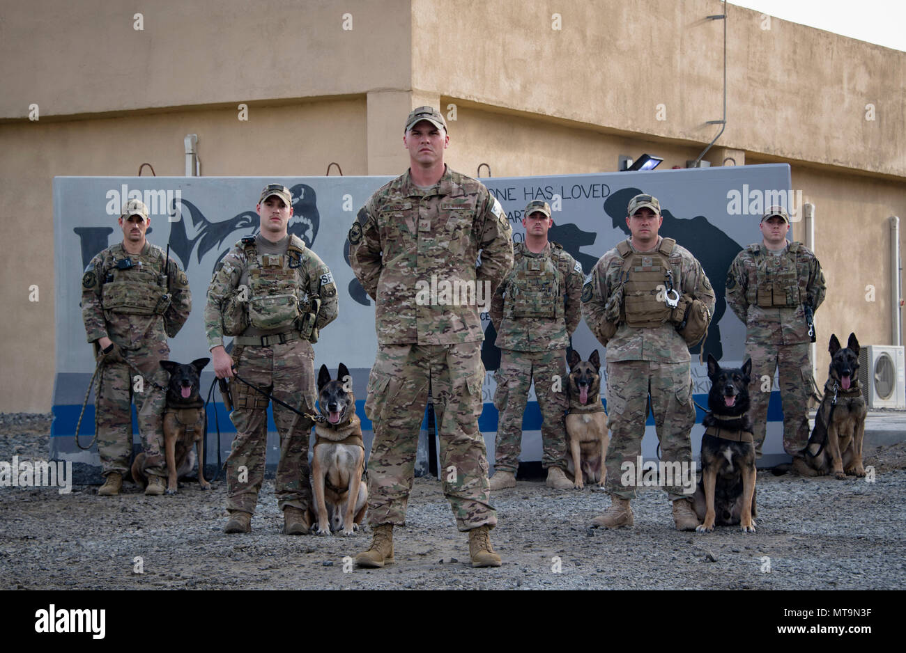 From left to right U.S. Air Force Military Working Dog Handlers Staff