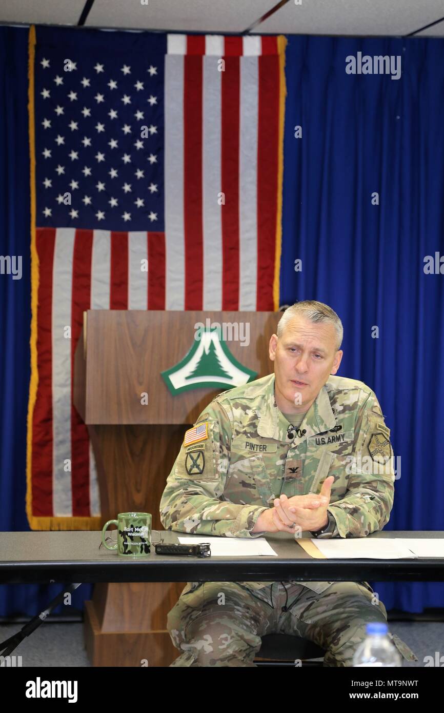 Garrison Commander Col. David J. Pinter Sr. participates in a press ...