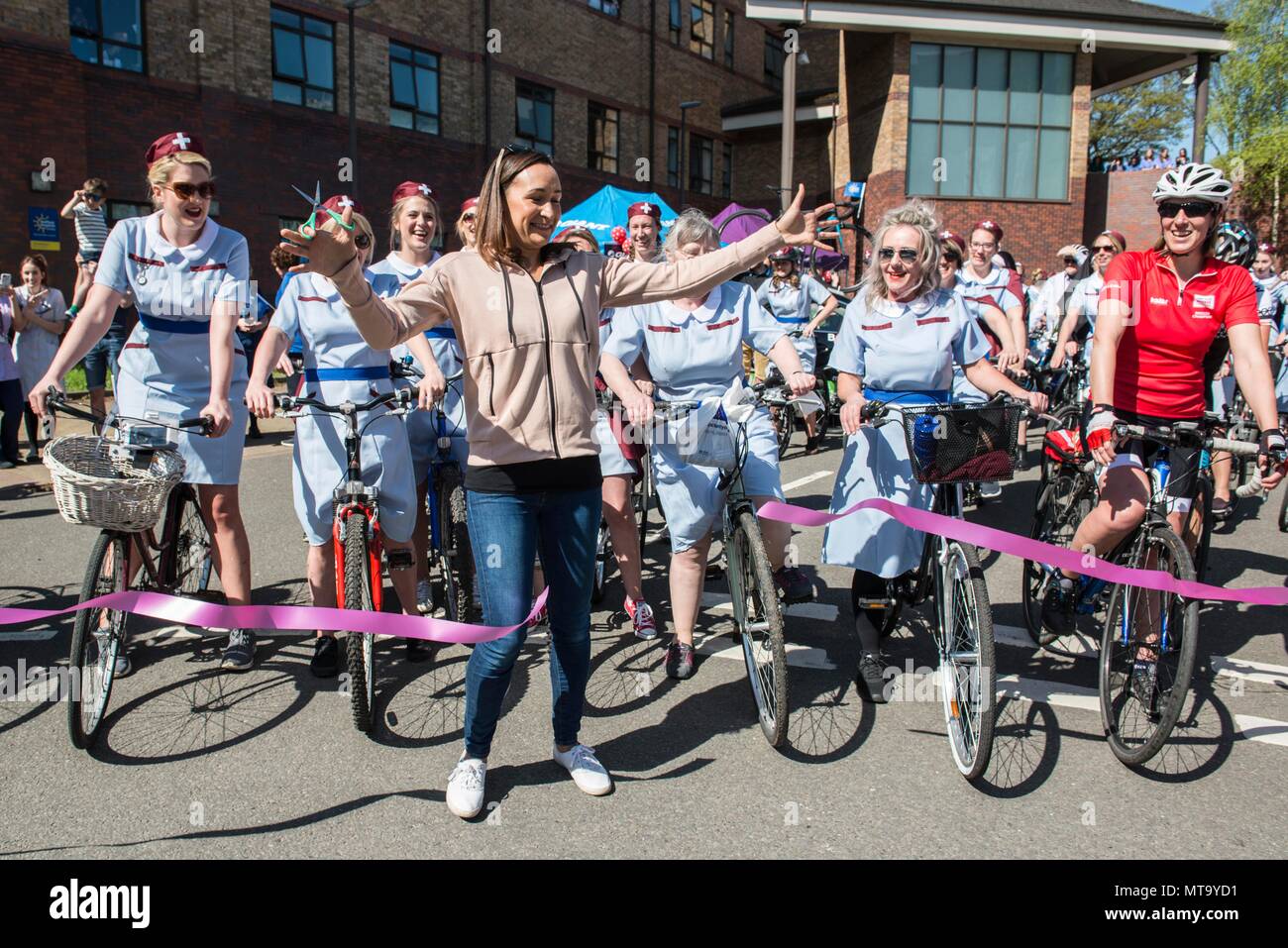 Dame Jessica Ennis Hill supporting midwives in a charity bike ride Stock Photo
