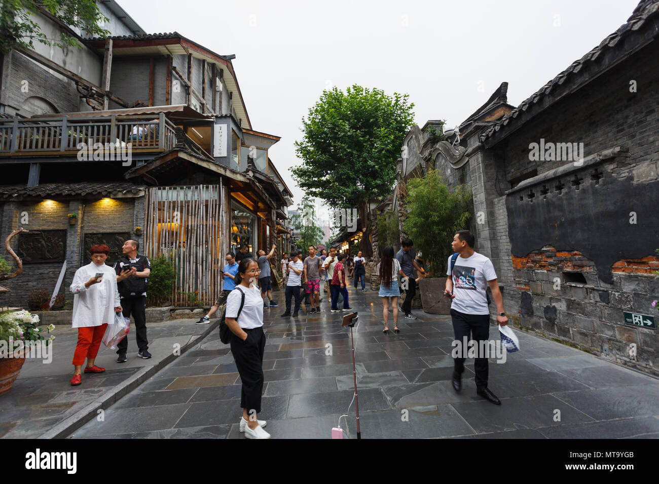 Chengdu, Sichuan Province, China - May 24, 2018 : china  lane, Kuan and Zhai alley touristic area. Kuanzhai Alleys scenery . They are one of old alley Stock Photo