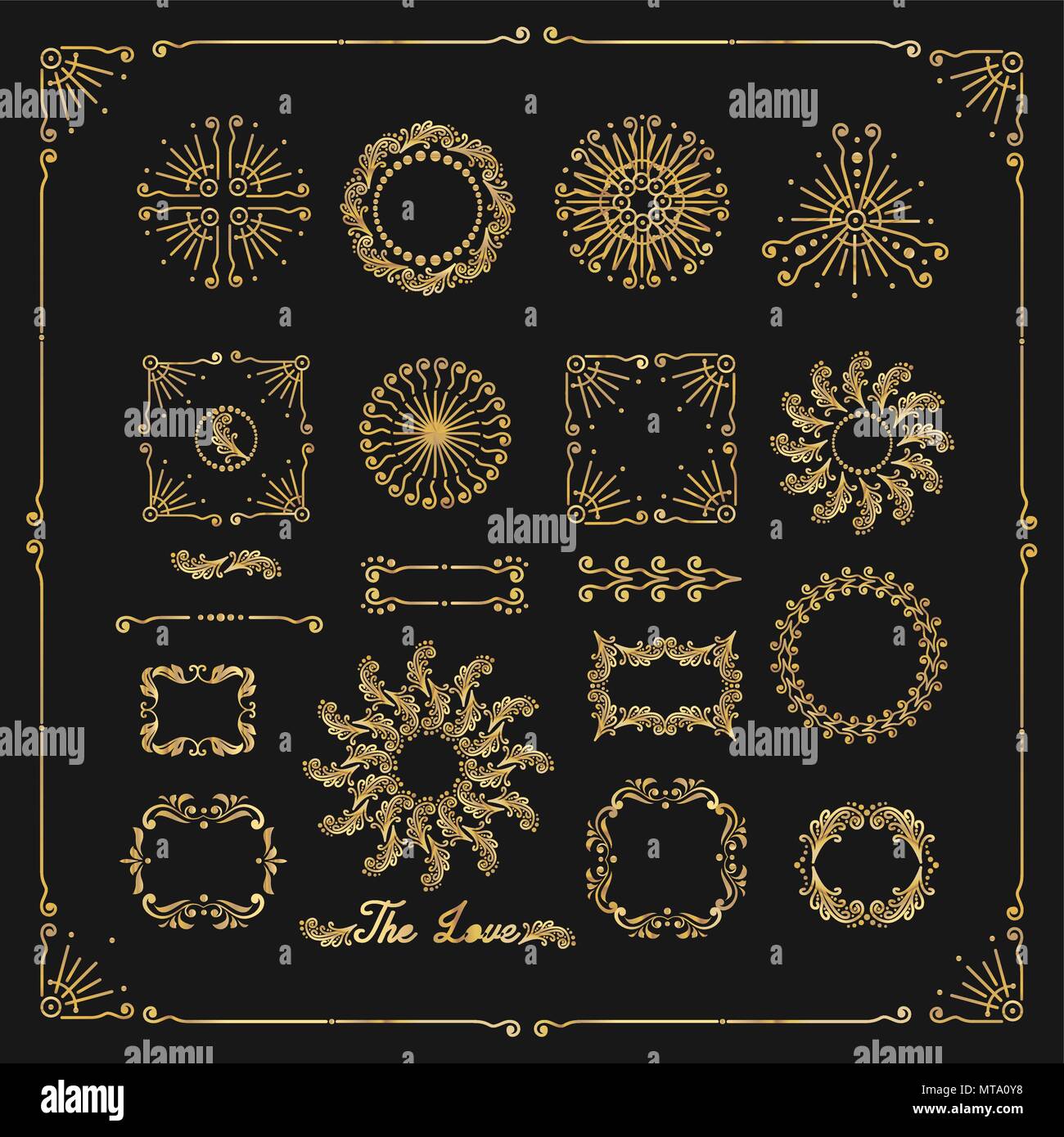 vector set of decorative elements border frame with floral