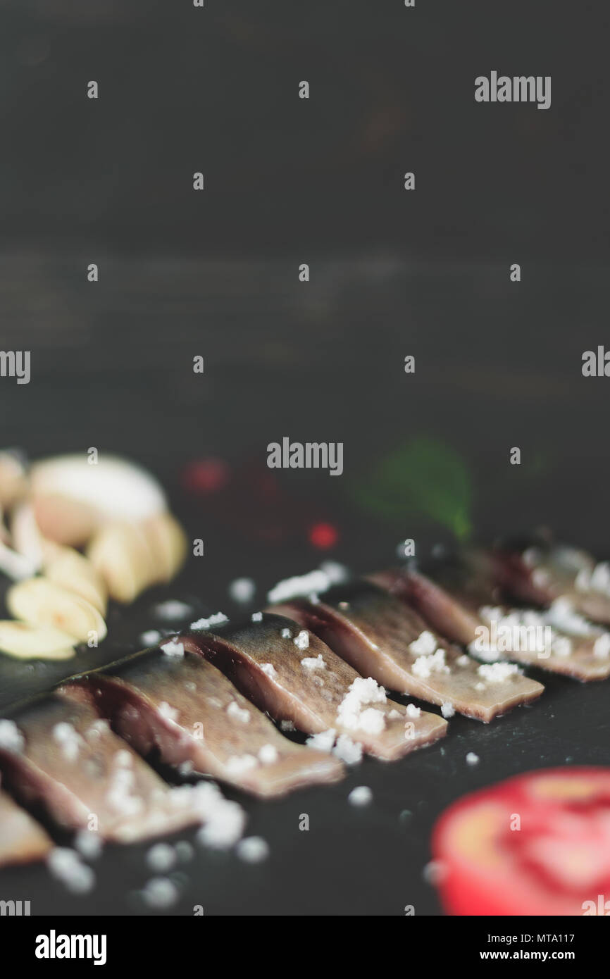 japanese food, mackerel sashimi black background Stock Photo Alamy