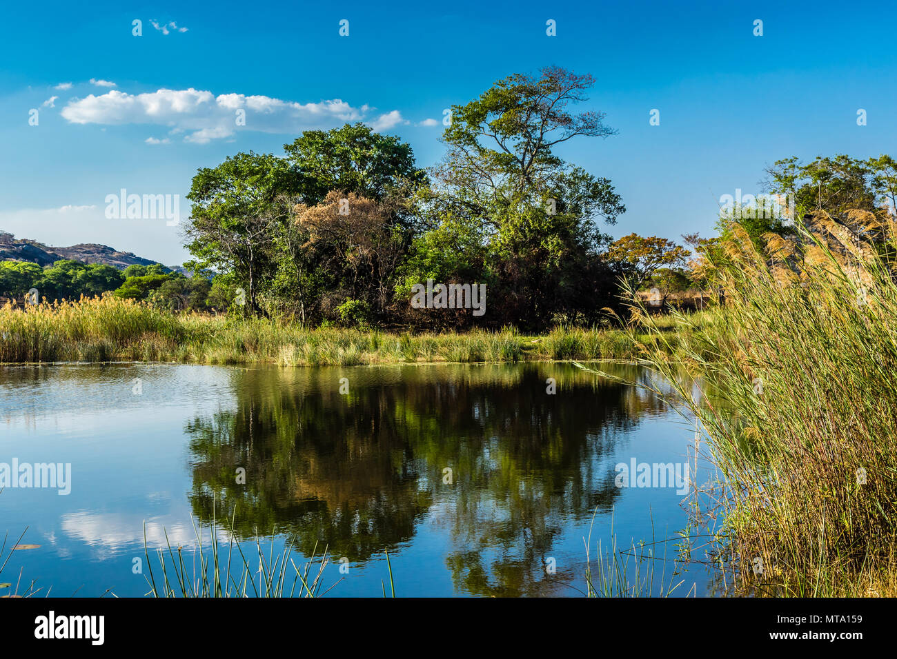 Landscape view of a lake in Headlands, Zimbabwe. October 17, 2016. Stock Photo
