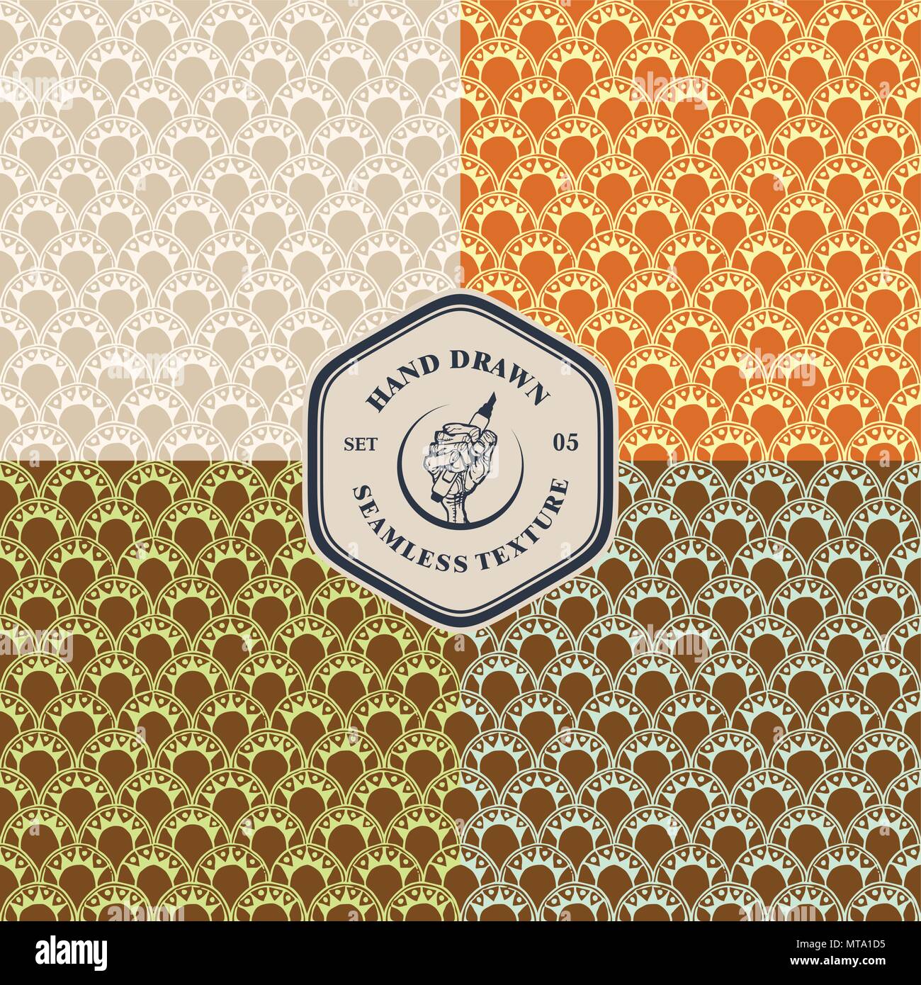 Hand drawn seamless texture set. Vector illustration Stock Vector Image ...