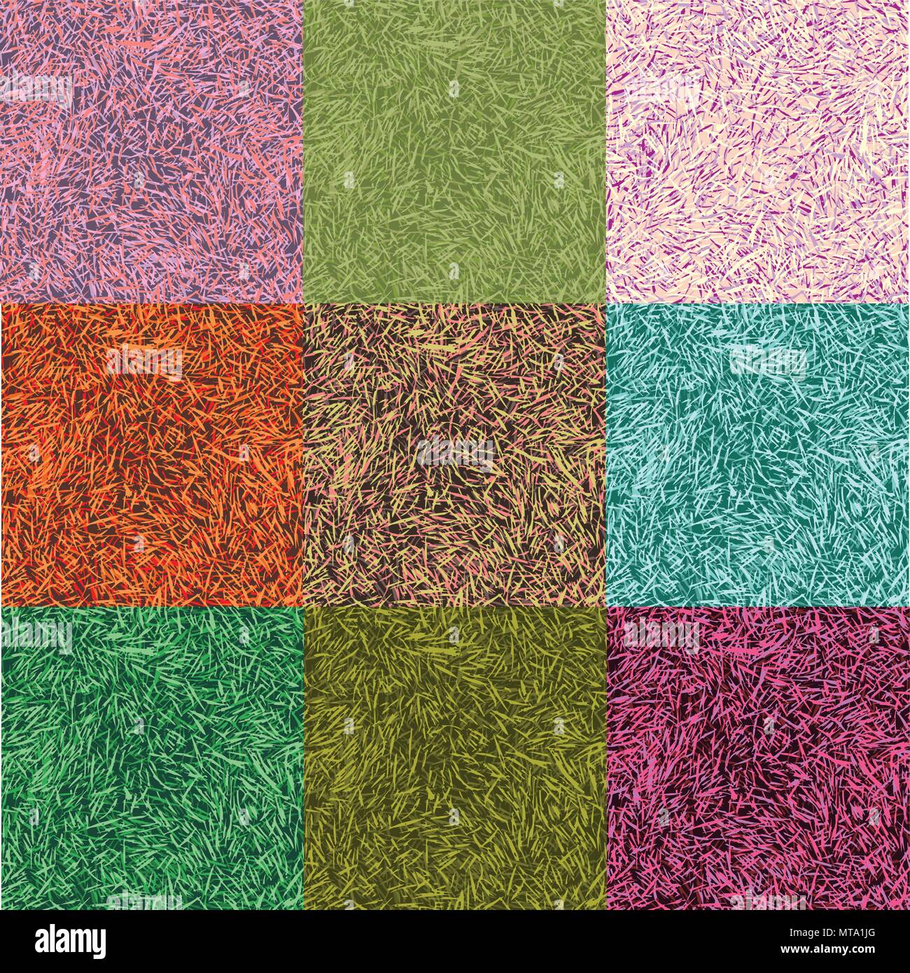Grass colorful collection Nine seamless patterns with grass Stock