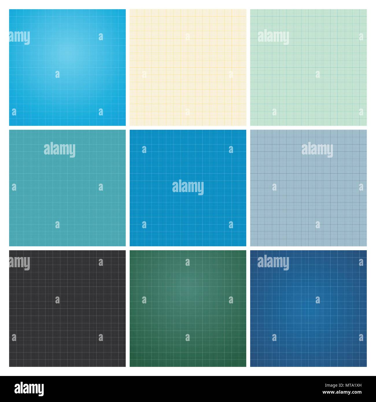 Set of seamless blueprint background Stock Vector