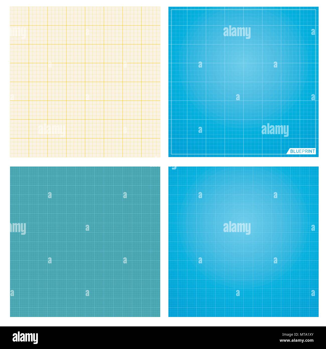 Set of seamless blueprint background Stock Vector