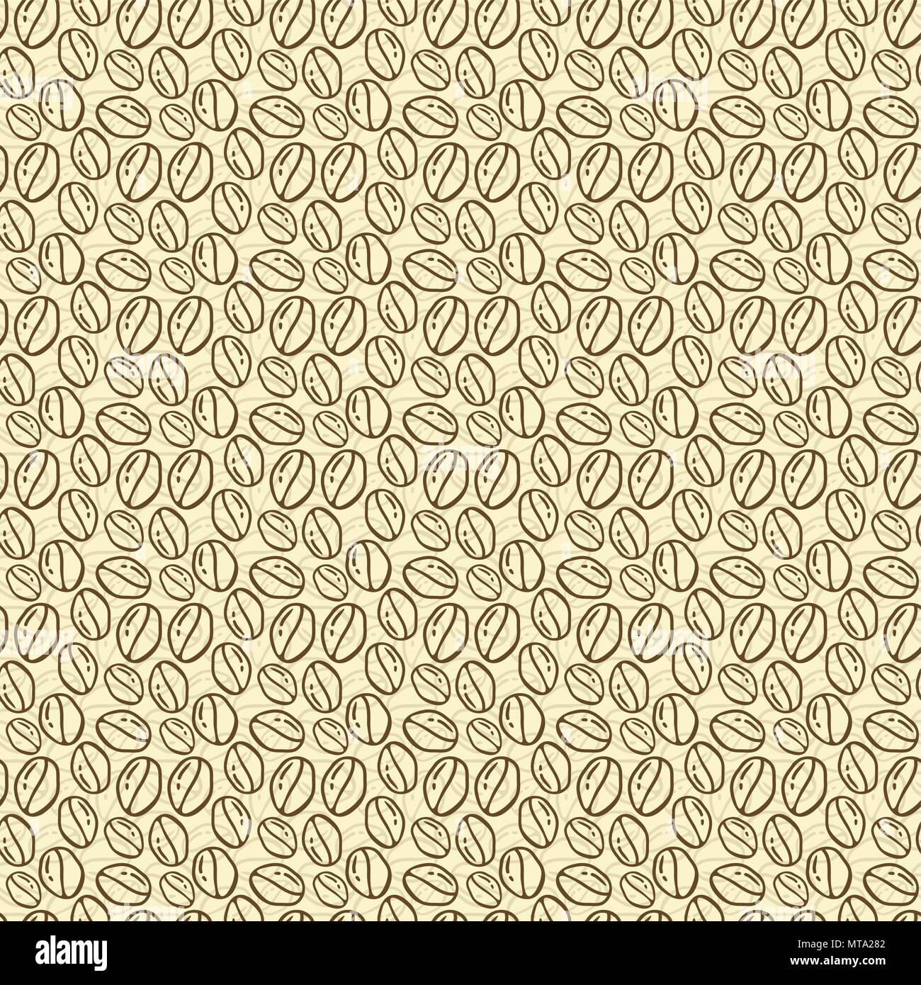 Seamless patterns with hand drawn coffee beans Stock Vector