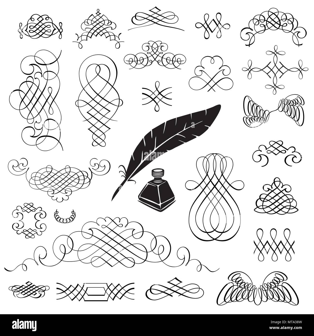 Calligraphic design elements set Stock Vector