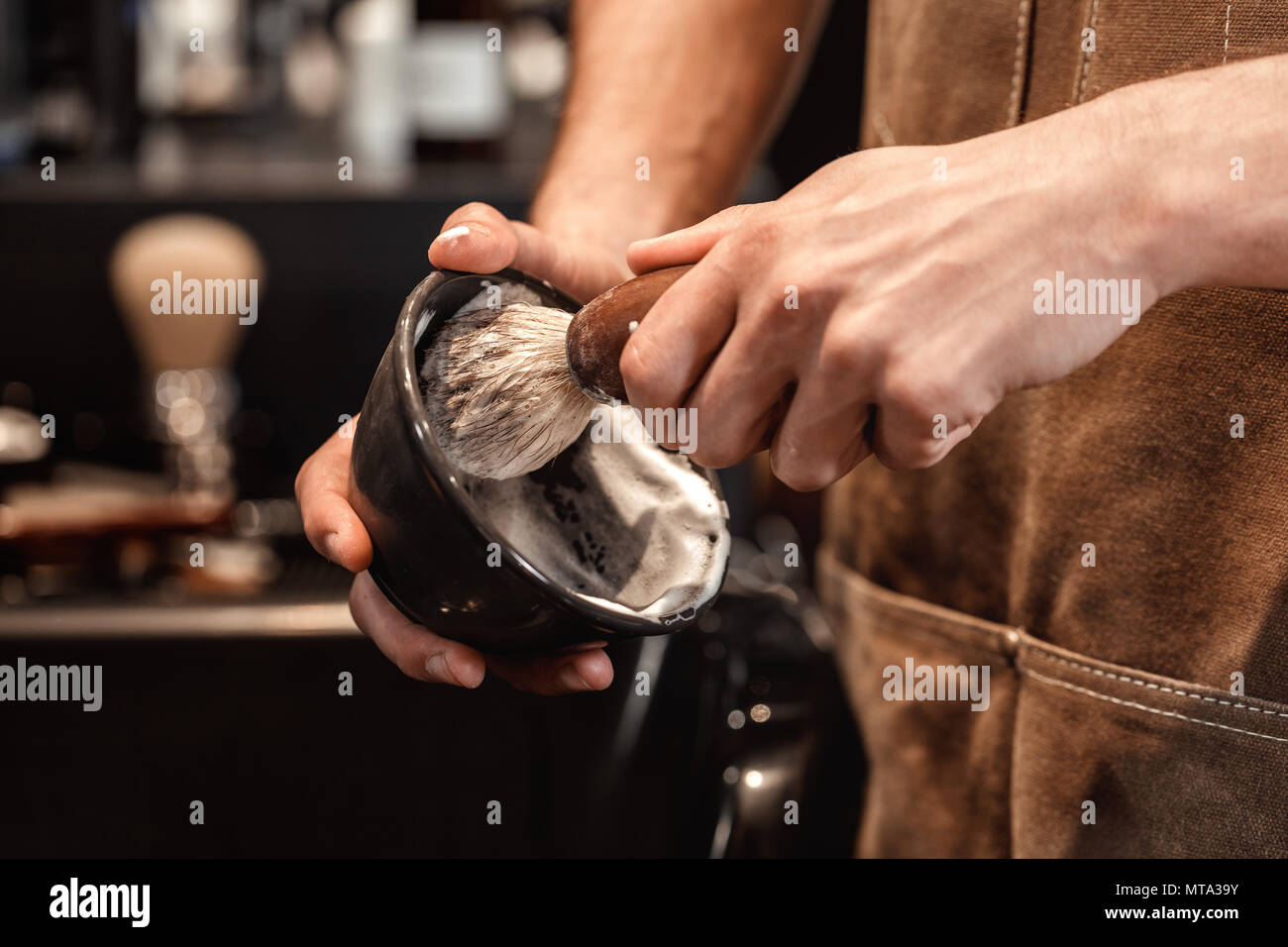 brush for shaving beard and bowl Stock Photo Alamy