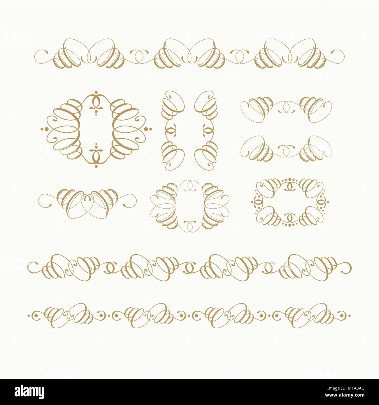 Vector set of calligraphic design elements and page decor Stock Vector