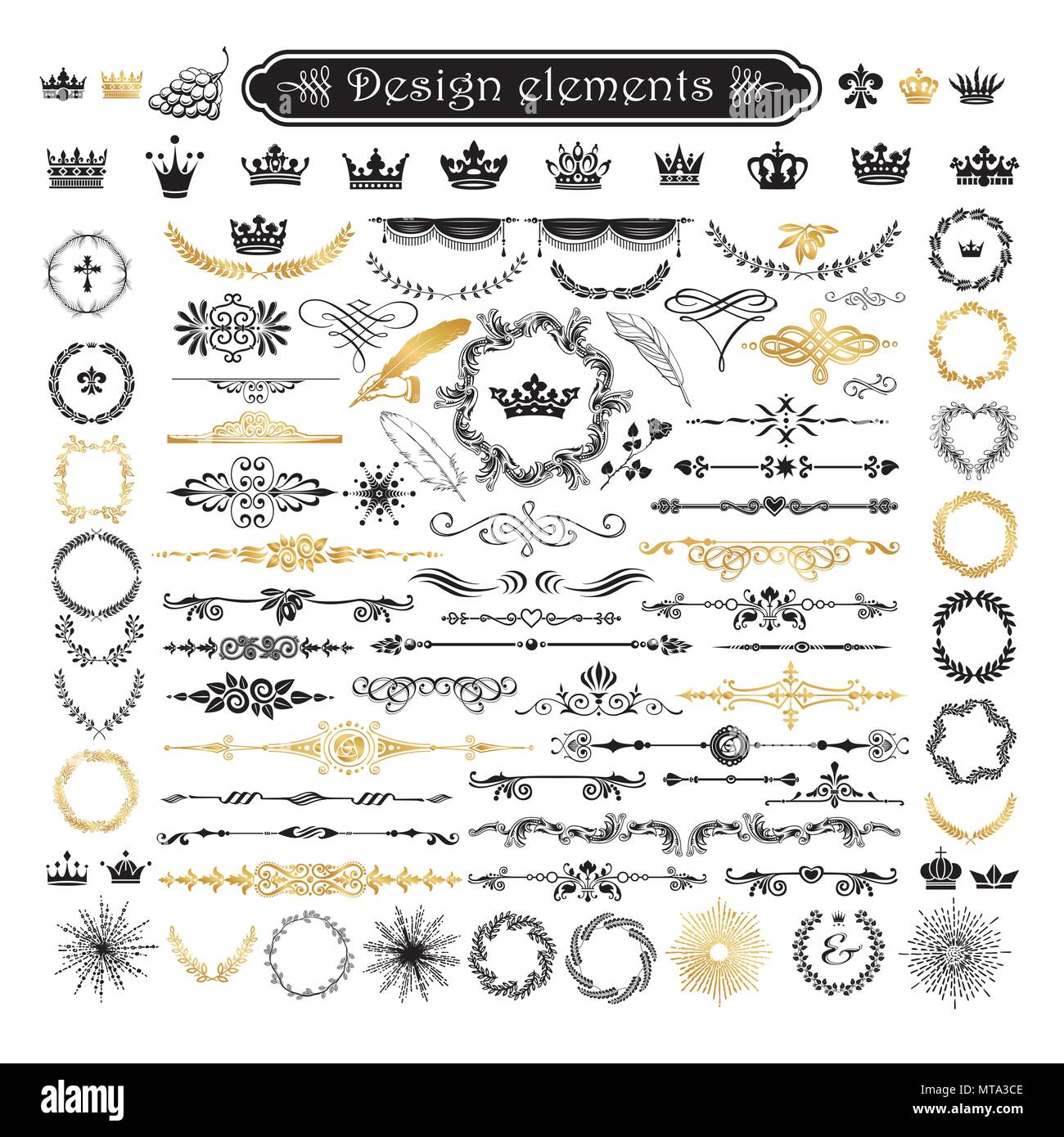 Vector set of calligraphic design elements and page decor Stock Vector ...