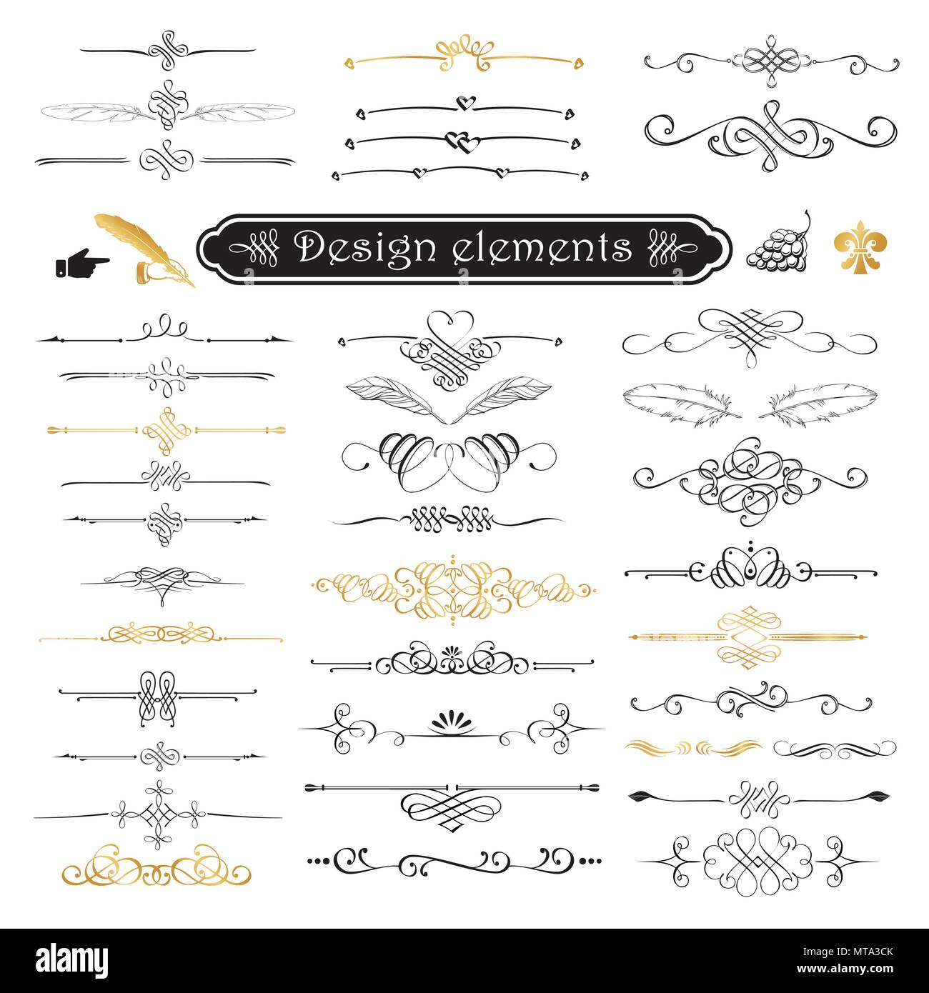 Vector set of calligraphic design elements and page decor Stock Vector ...