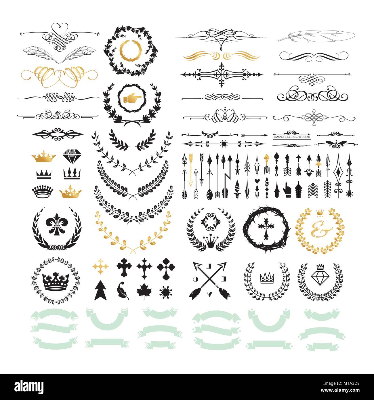 Vector set of calligraphic design elements and page decor Stock Vector ...