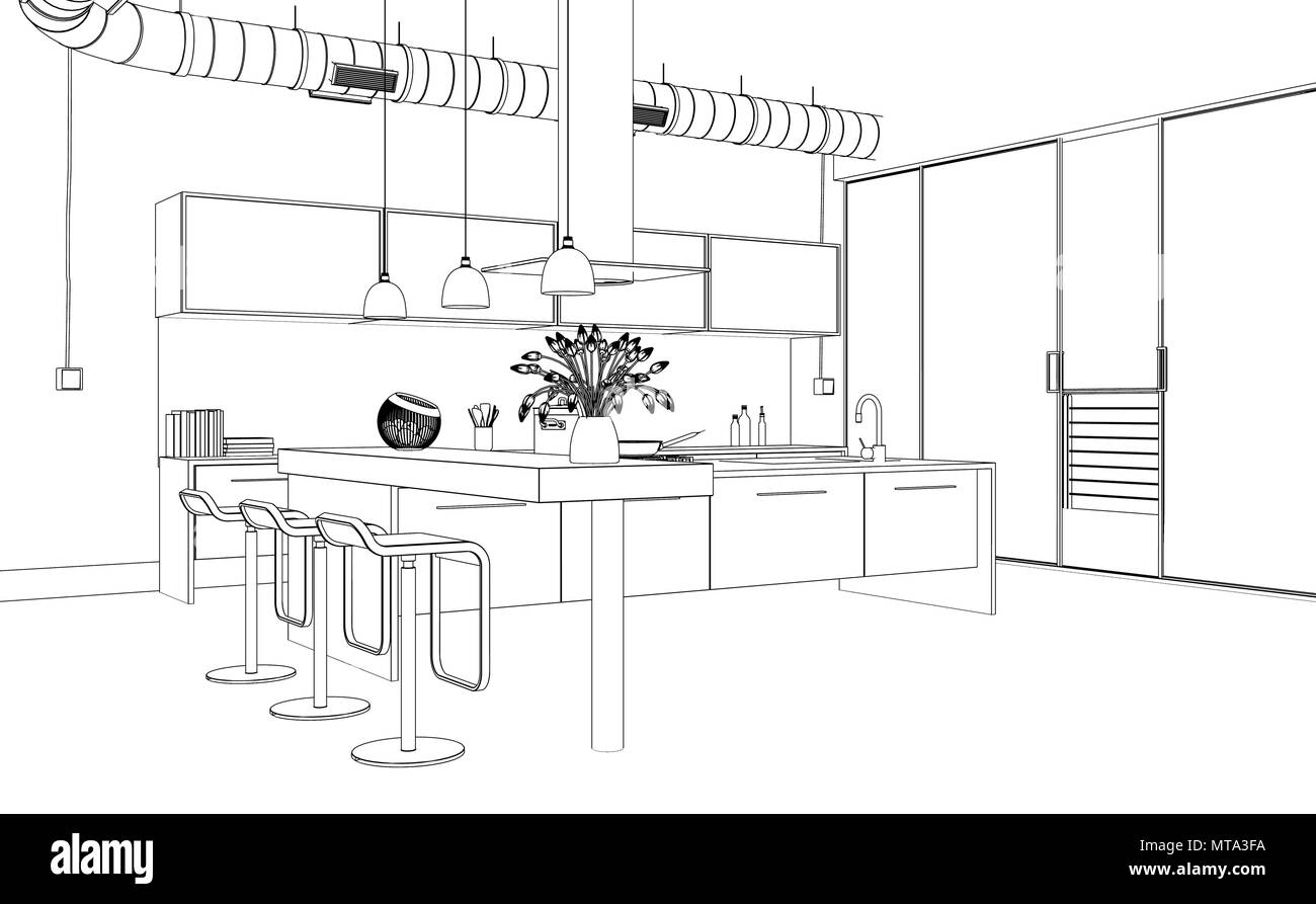 House kitchen layout plan cad drawing details pdf file - Cadbull