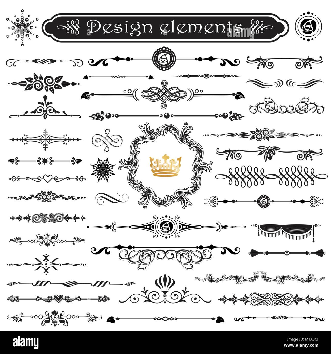 Vector set of calligraphic design elements and page decor Stock Vector ...