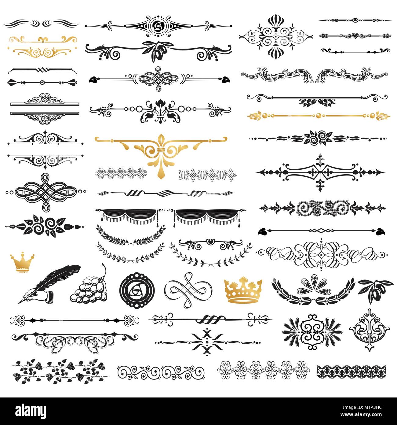Vector set of calligraphic design elements and page decor Stock Vector ...