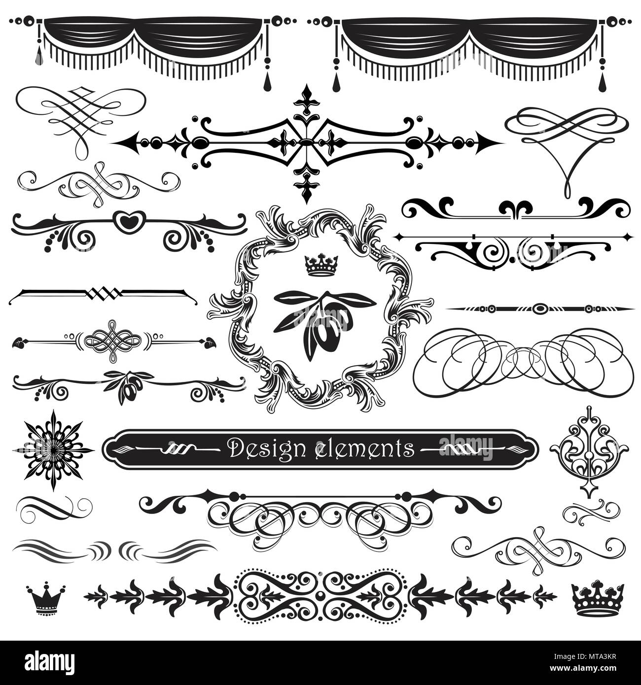 Vector set of calligraphic design elements and page decor Stock Vector ...