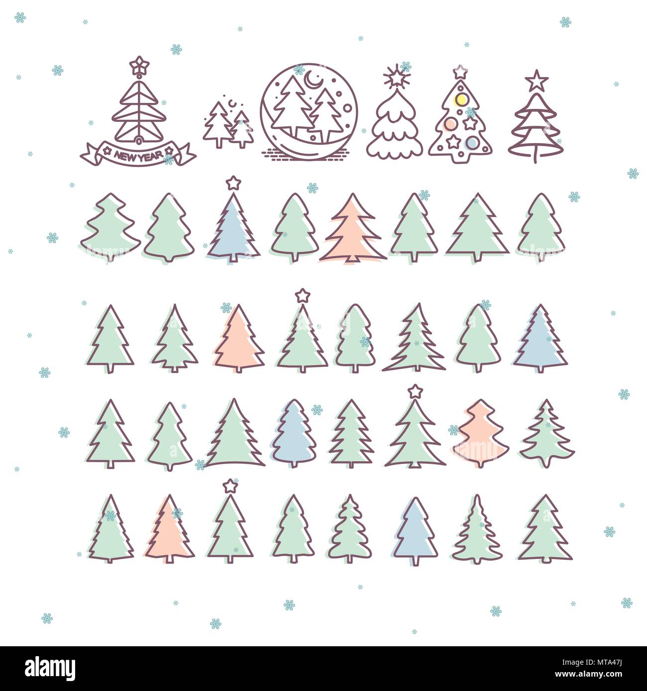 Christmas Tree Icons Set. Vector Illustration Stock Vector Image & Art ...