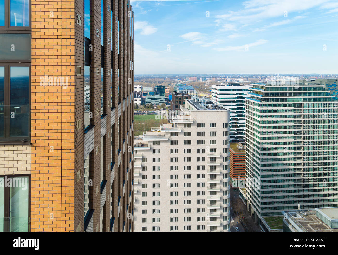 Modern skyline at the amsterdam southaxis, the financial district of
