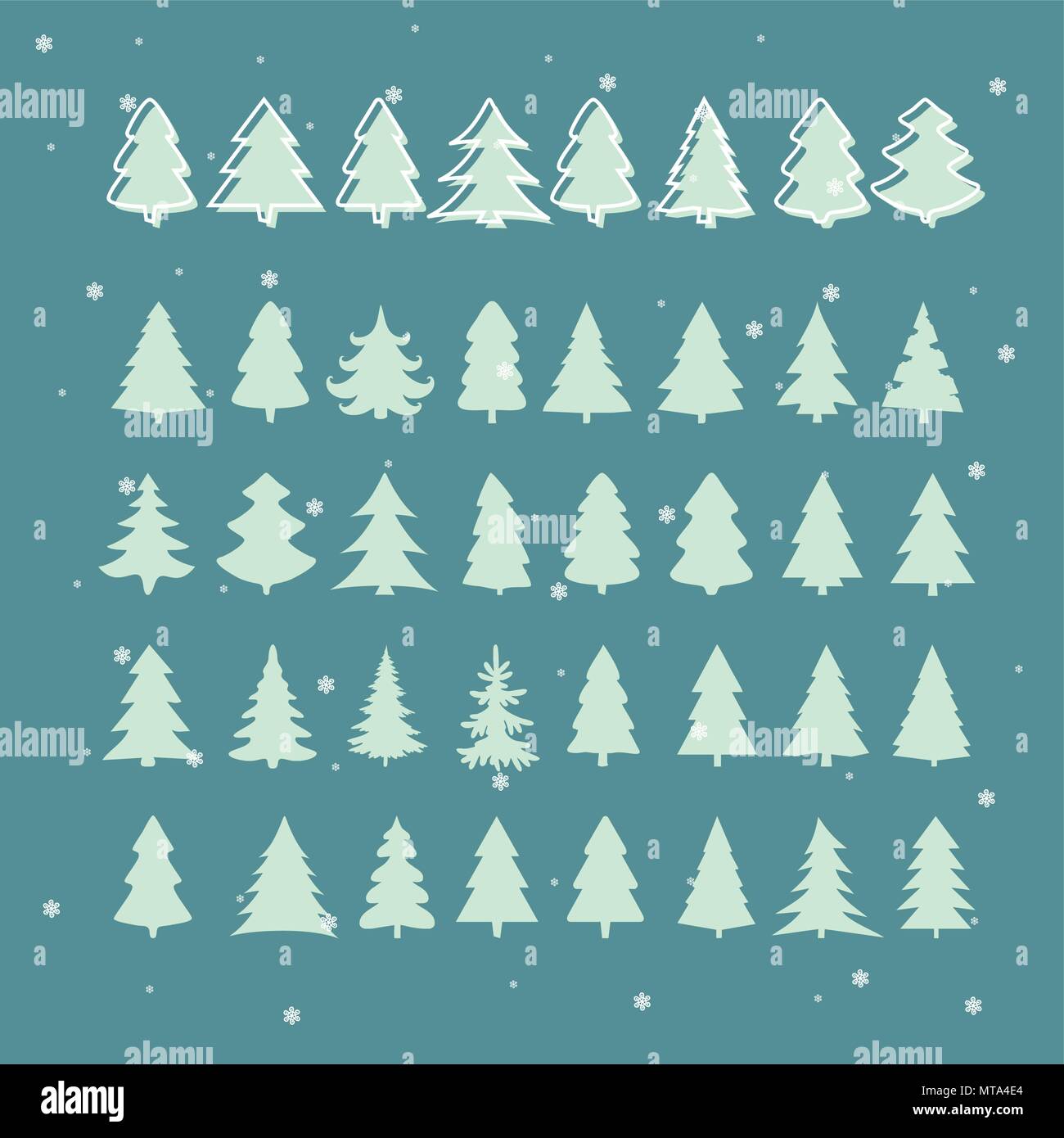 Set of Green Christmas Tree. Vector Illustrations Stock Vector