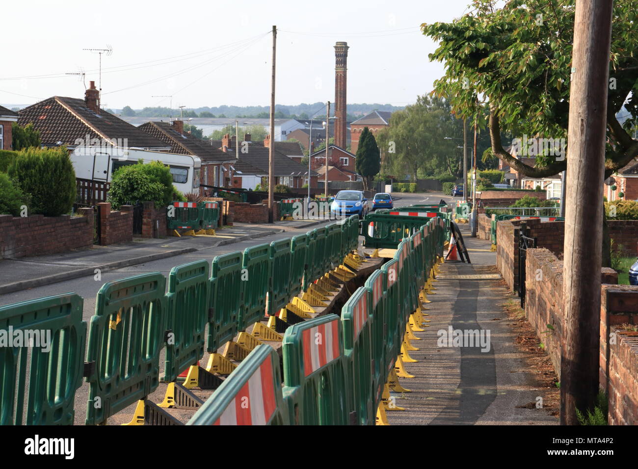 road works for new gas pipes. Bracebridge, Worksop, Nottinghamshire, UK Stock Photo