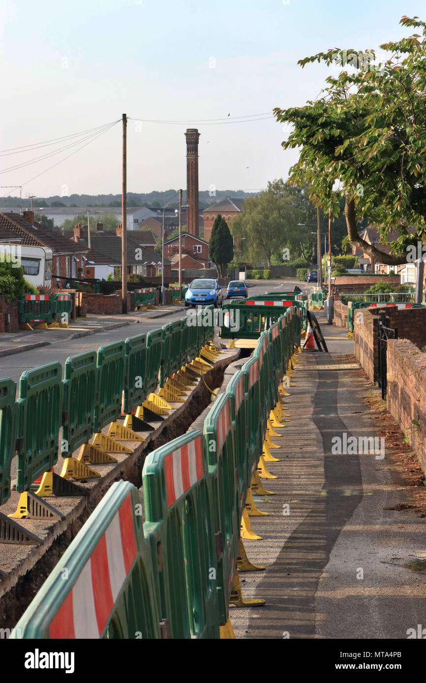 road works for new gas pipes. Bracebridge, Worksop, Nottinghamshire, UK Stock Photo