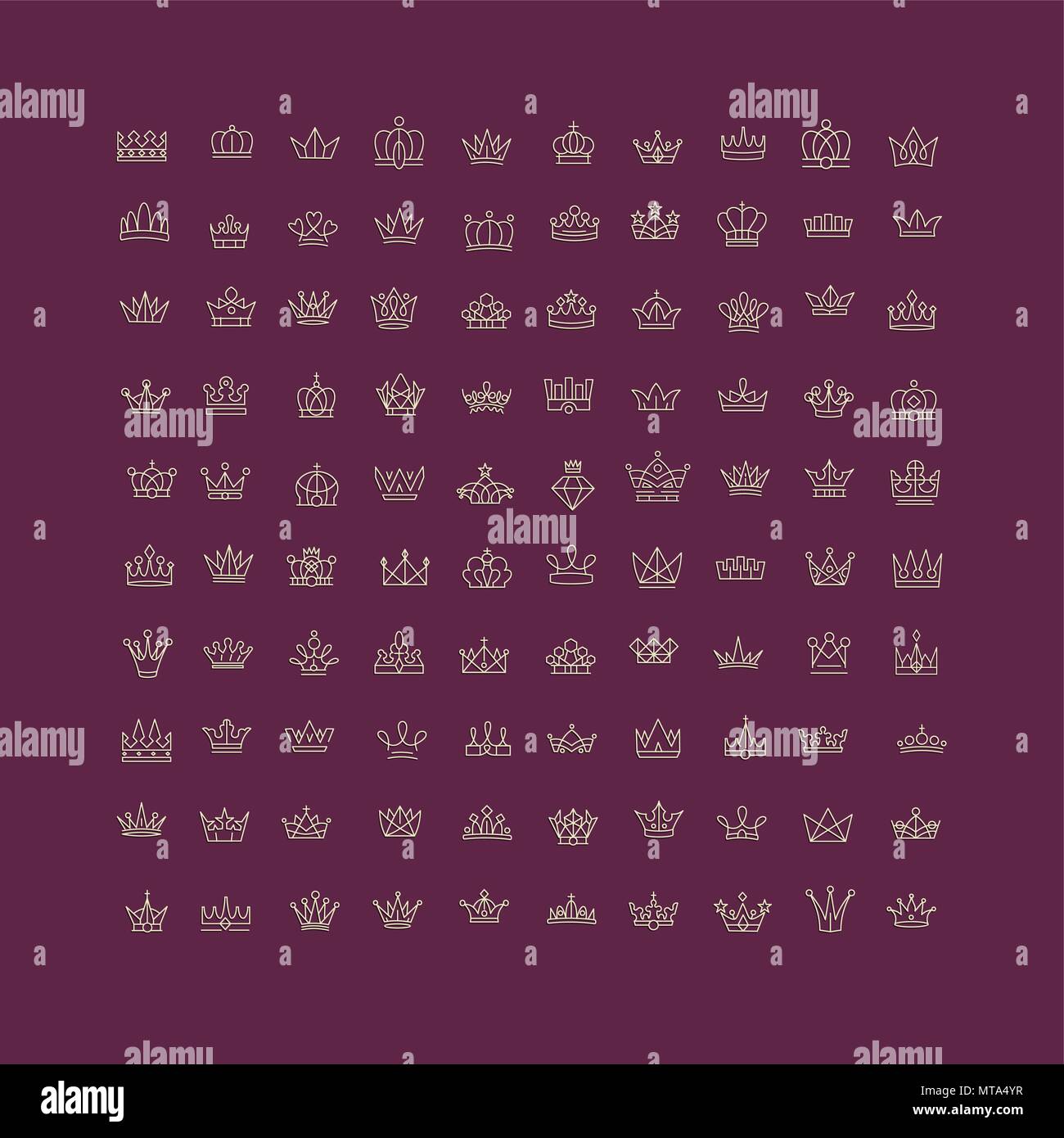 Vector collection of creative king and queen crowns symbols or logo ...