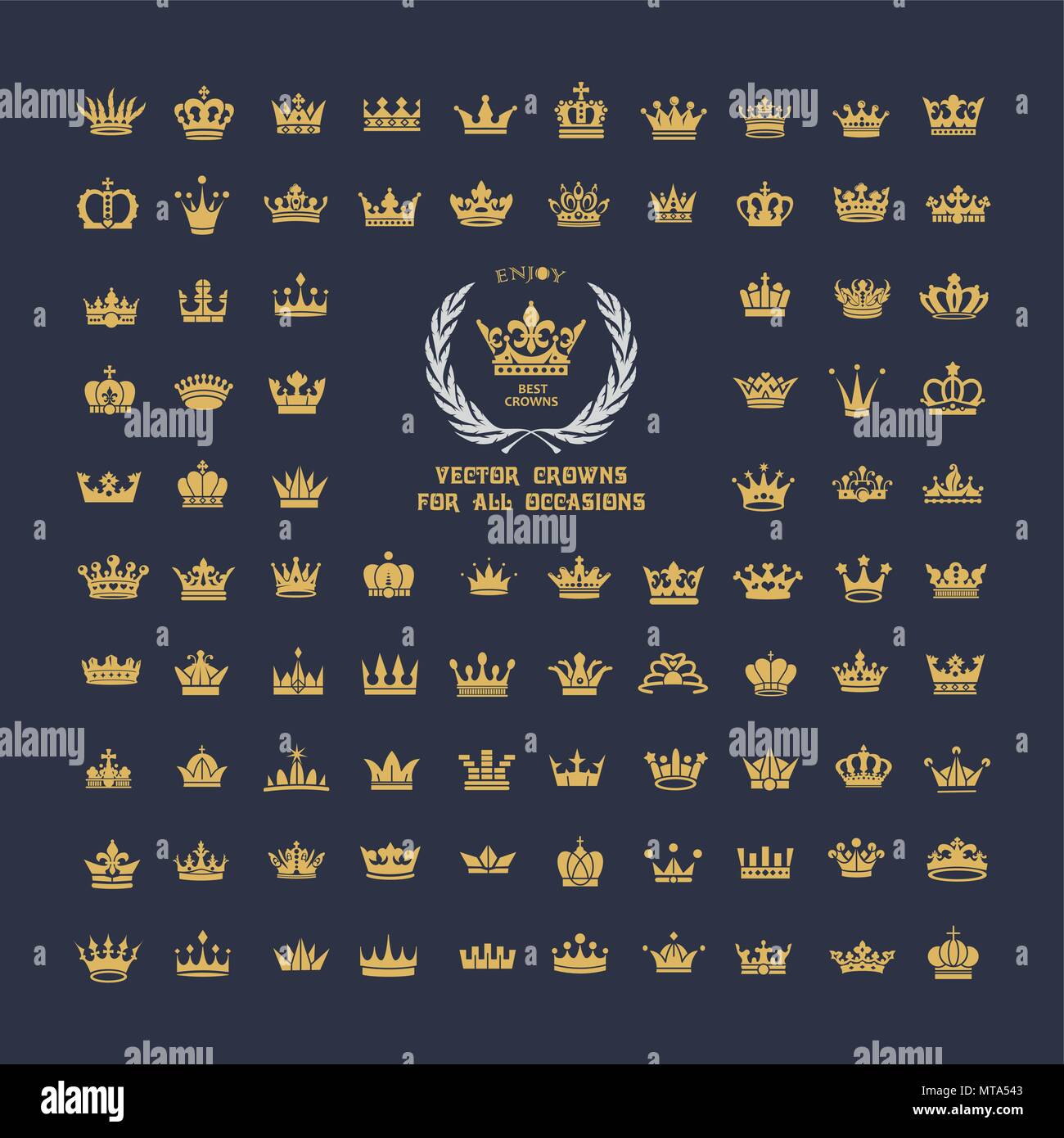 Vector collection of creative king and queen crowns symbols or logo ...