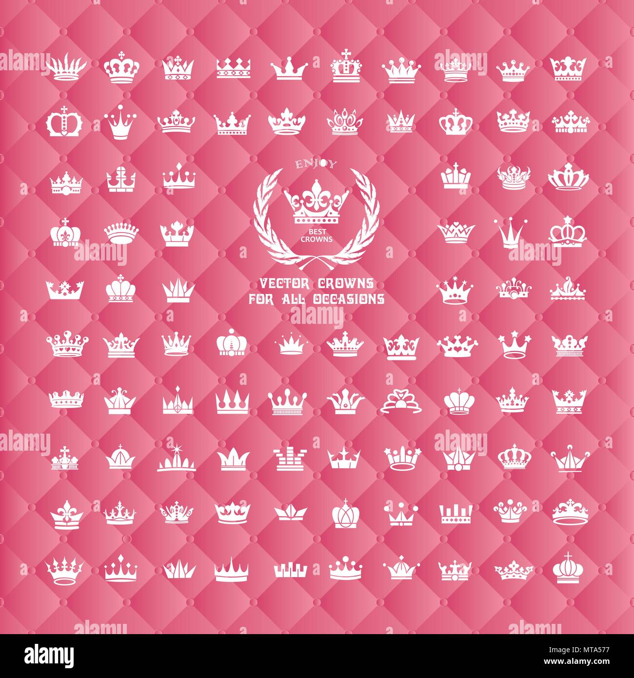 Vector collection of creative king and queen crowns symbols or logo ...