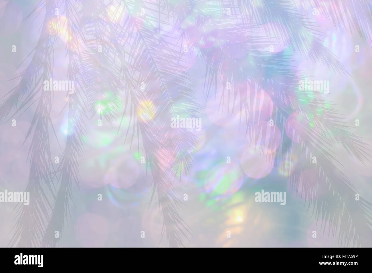 Blurry lights soft pink green pastel color background bokeh texture Stock Photo