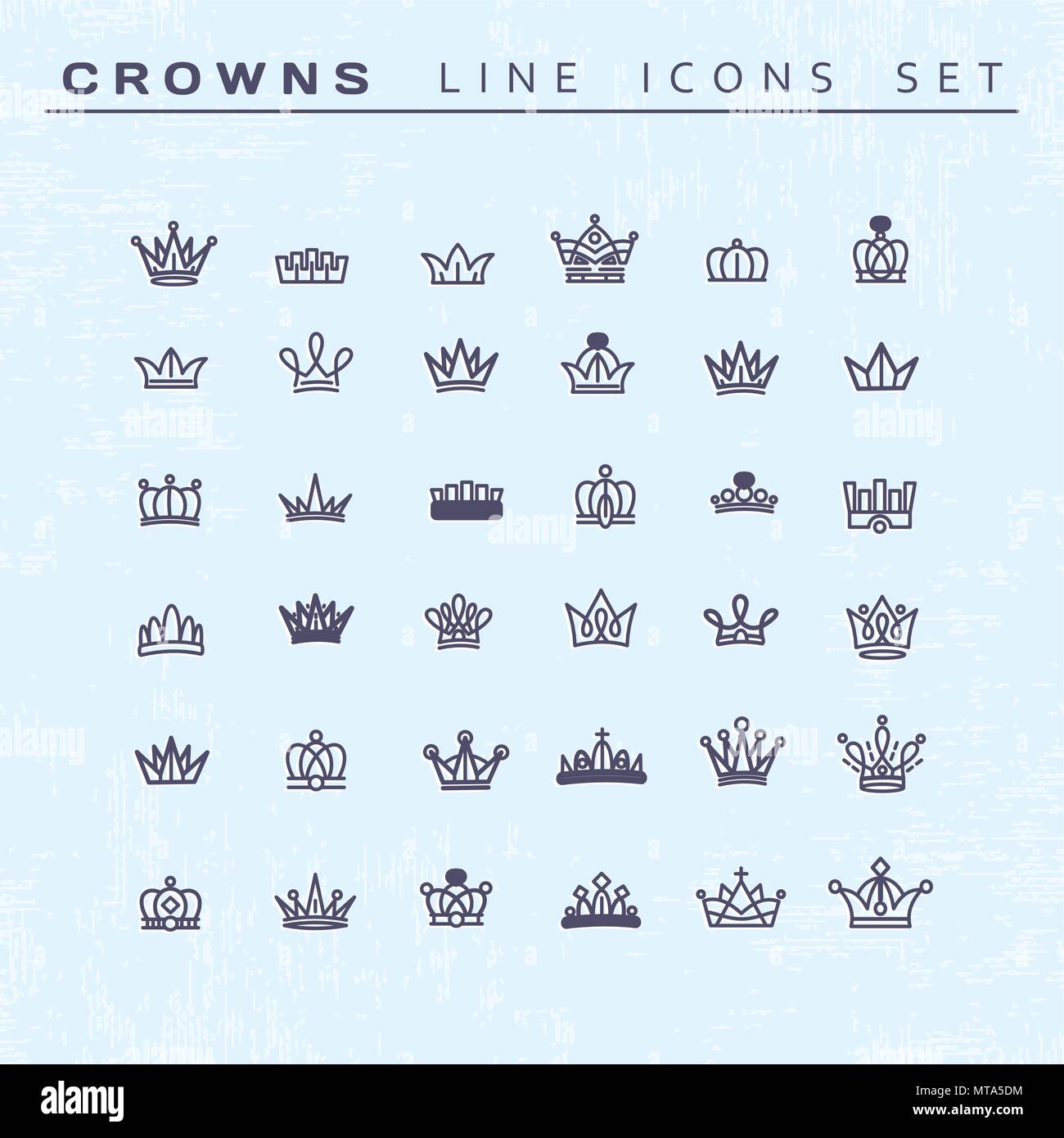 Basic Line Crown Vector heraldic elements design. Set of black line crowns Stock Vector ...