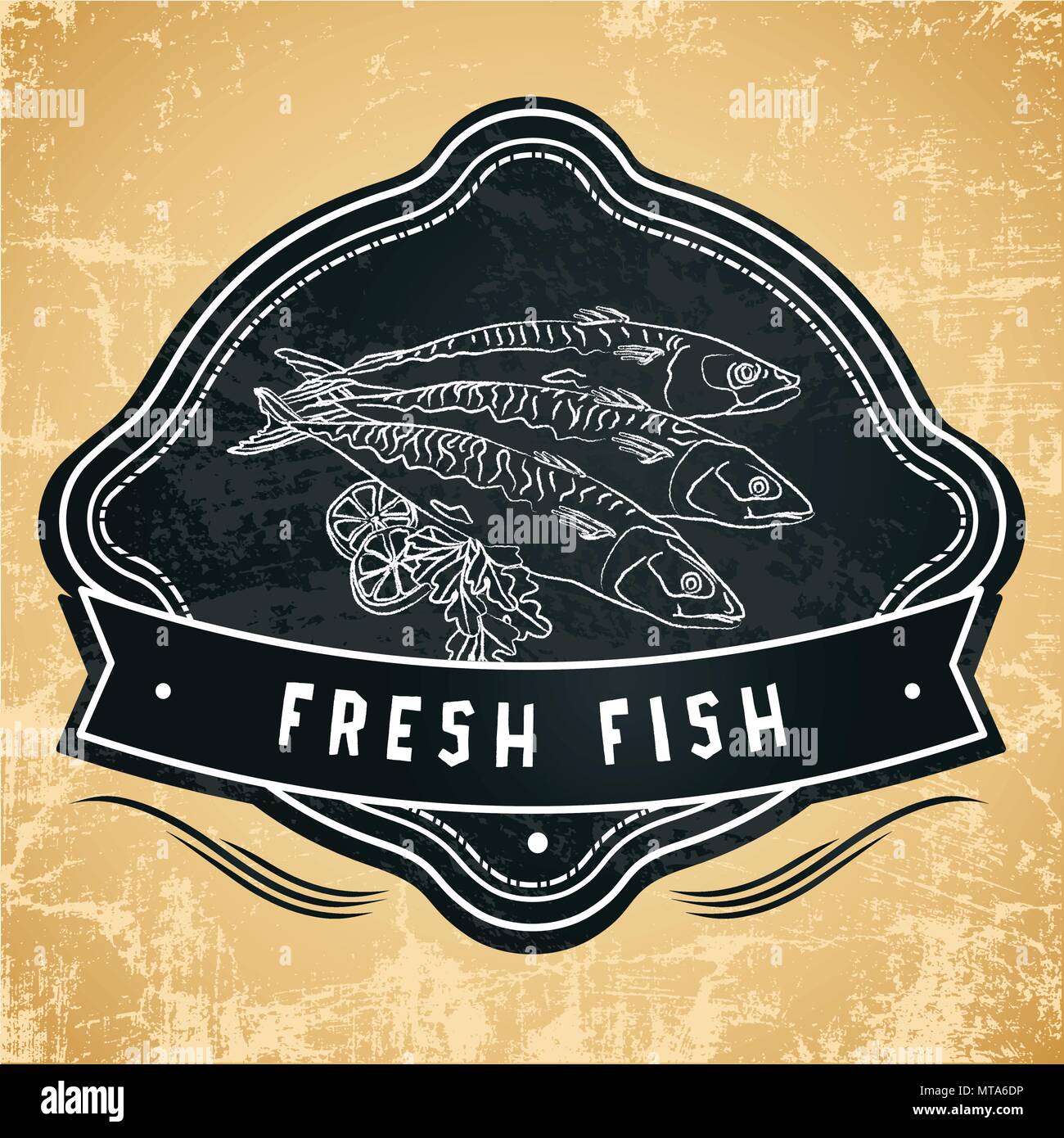 Label for restaurant, cafe, bar or grocery store. Food shop drawing