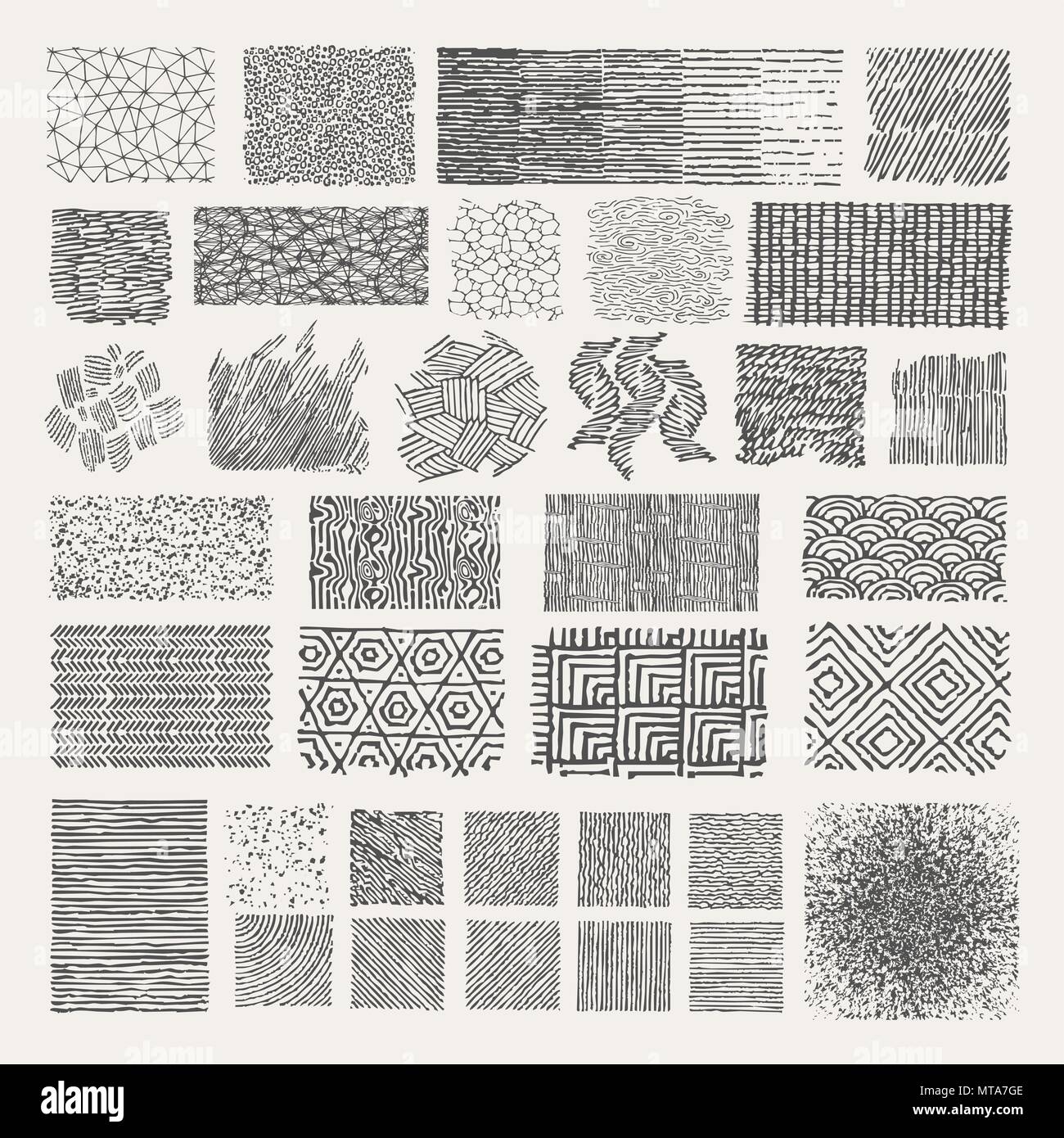 Set of hand drawn marker patterns. Doodle Textures Stock Vector Image