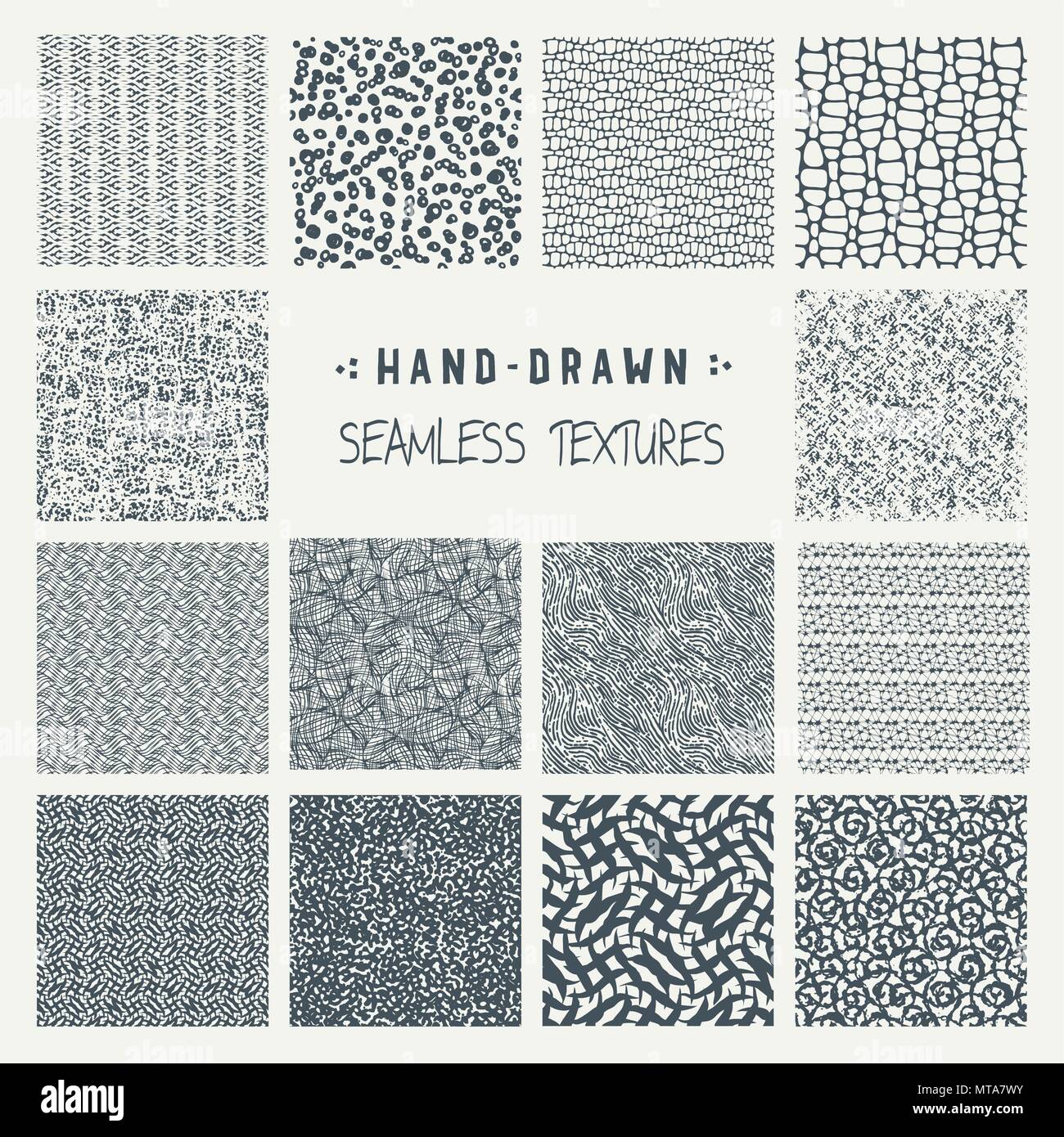Set of hand drawn marker and ink seamless patterns Stock Vector Image ...