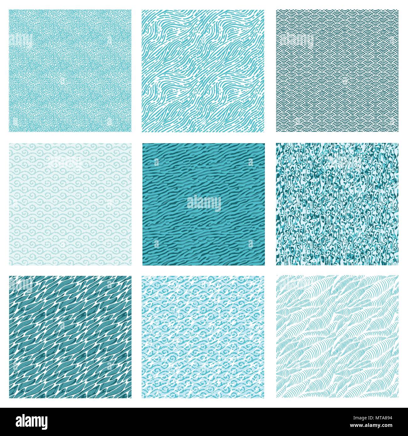 Set of seamless abstract pattern, waves background Stock Vector