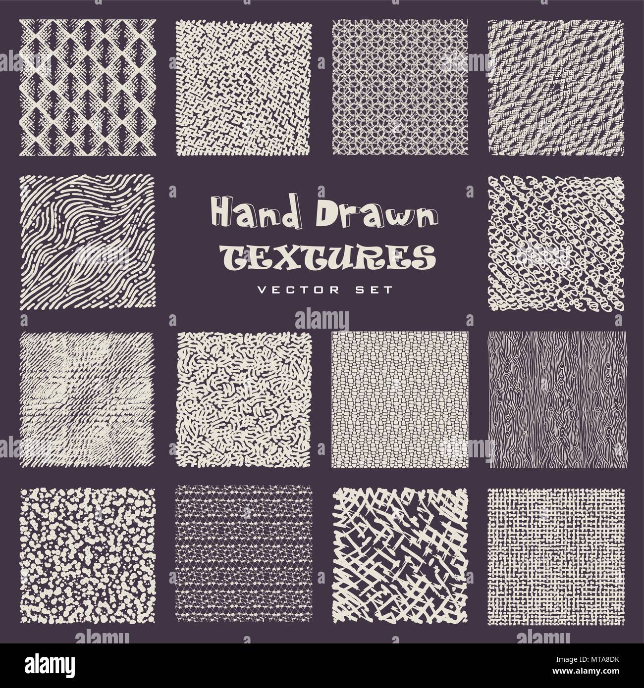 Set of hand drawn marker and ink patterns. Simple vector scratch ...