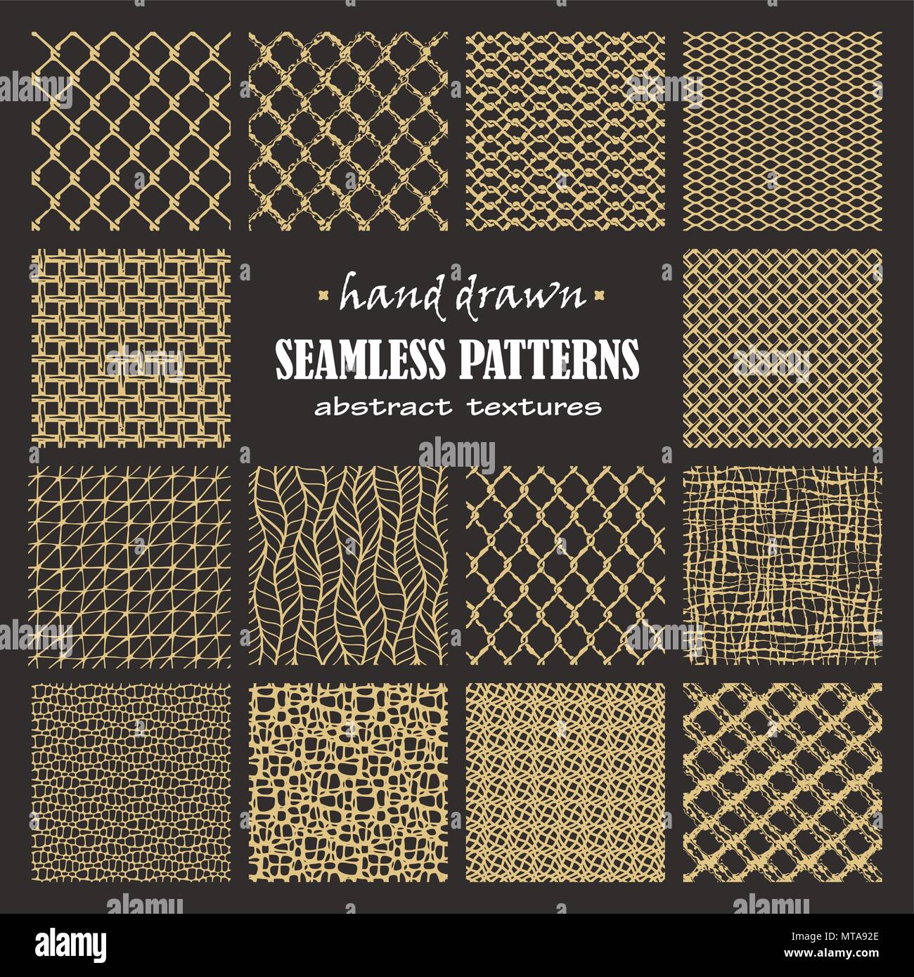 Set of seamless hand drawn marker and ink patterns. Abstract vector ...