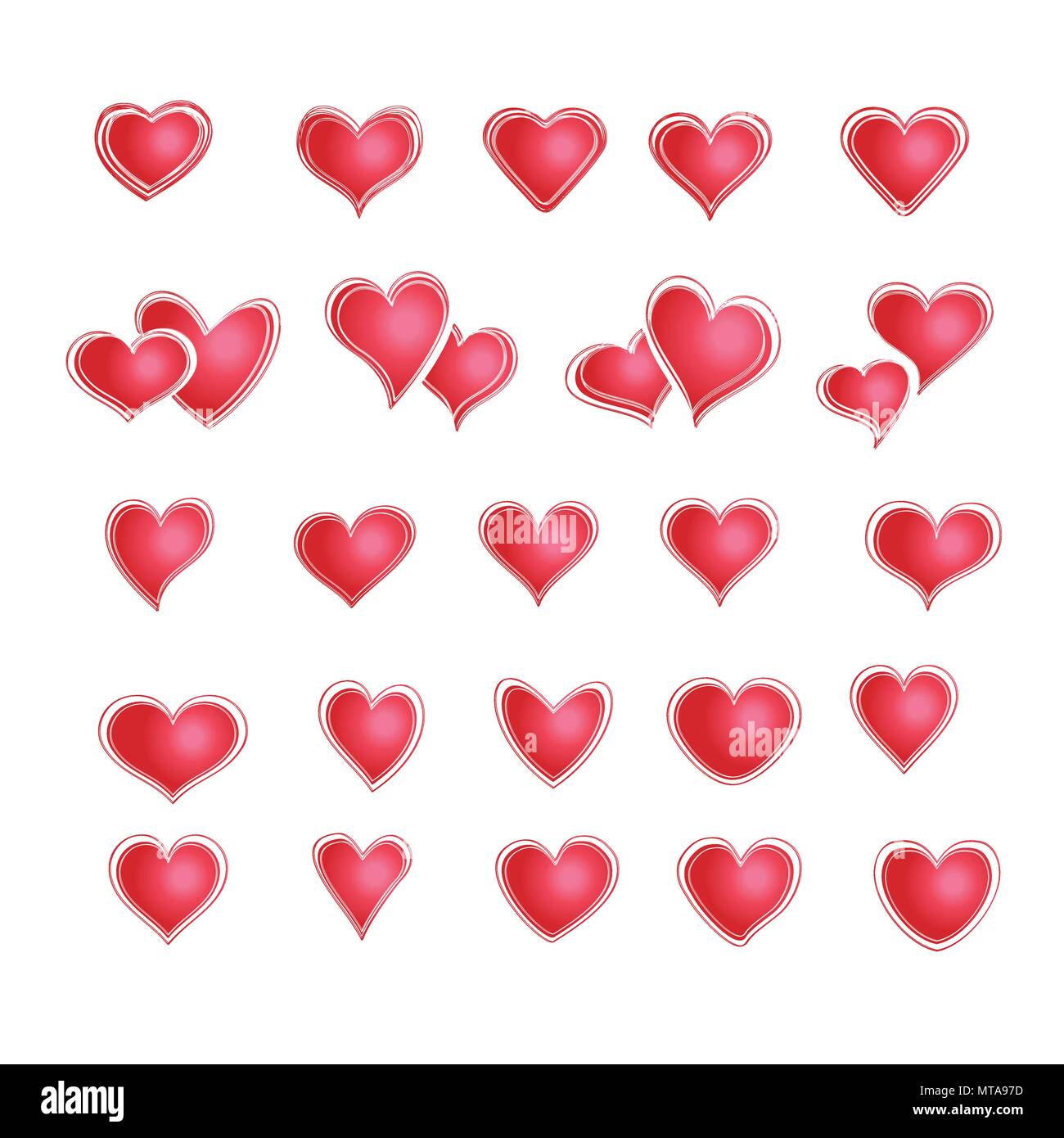 Vector set of red hearts in different shapes and styles Stock Vector ...