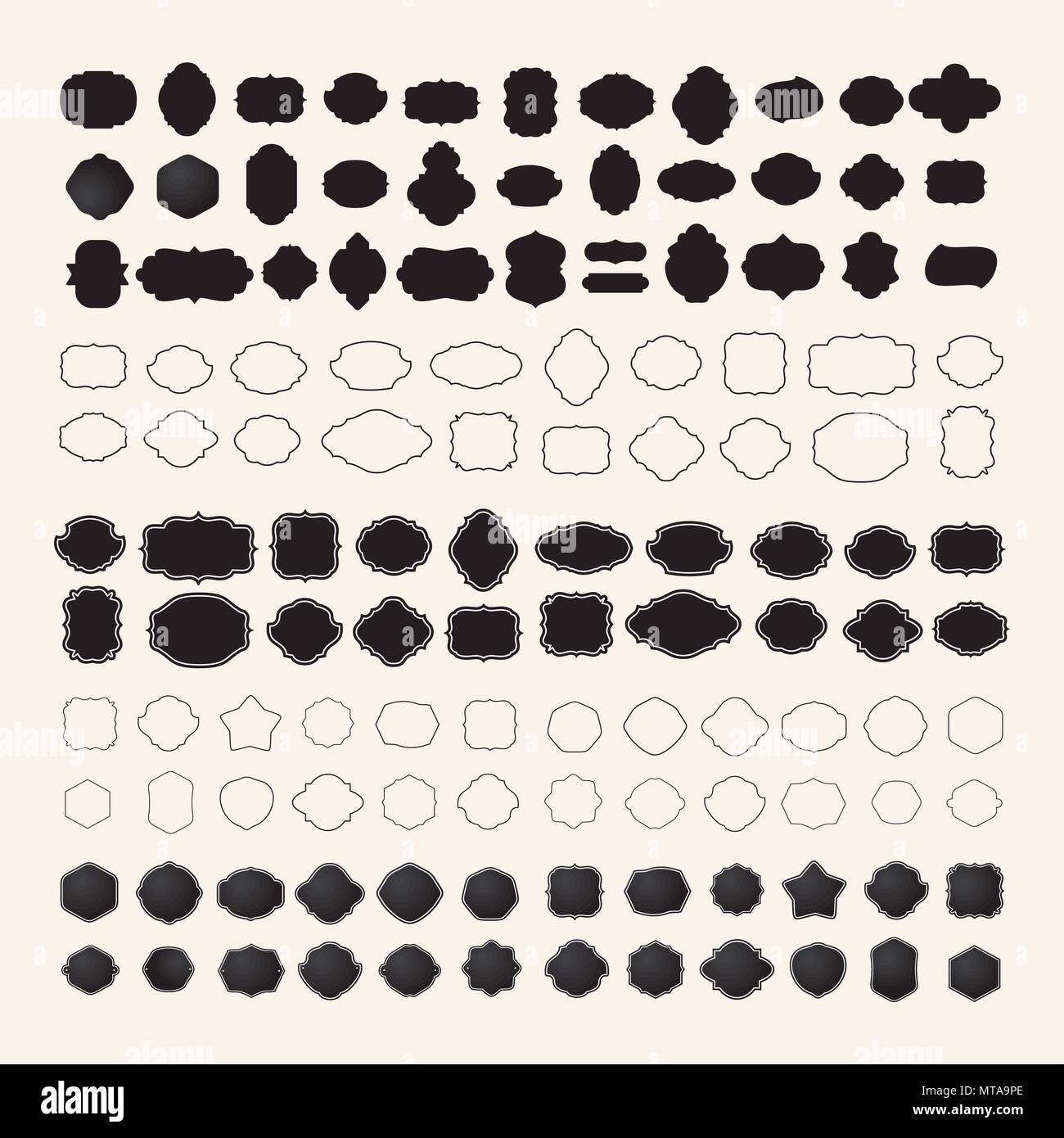 Set of vintage frames for emblems, labels, insignia Stock Vector