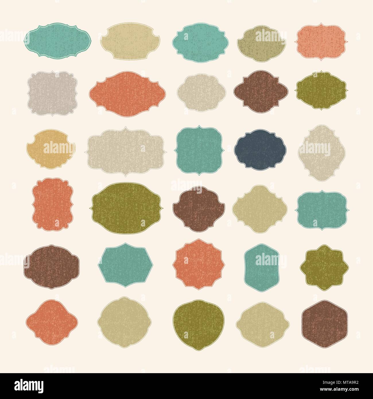 Set of vintage frames for emblems, labels, insignia Stock Vector