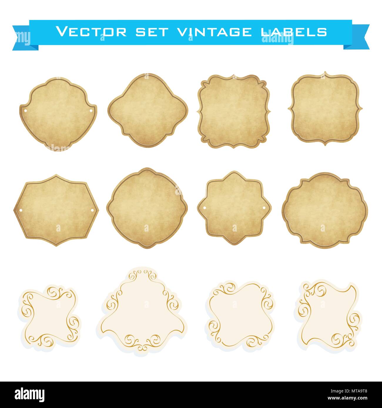 Set of vintage frames for emblems, labels, insignia Stock Vector