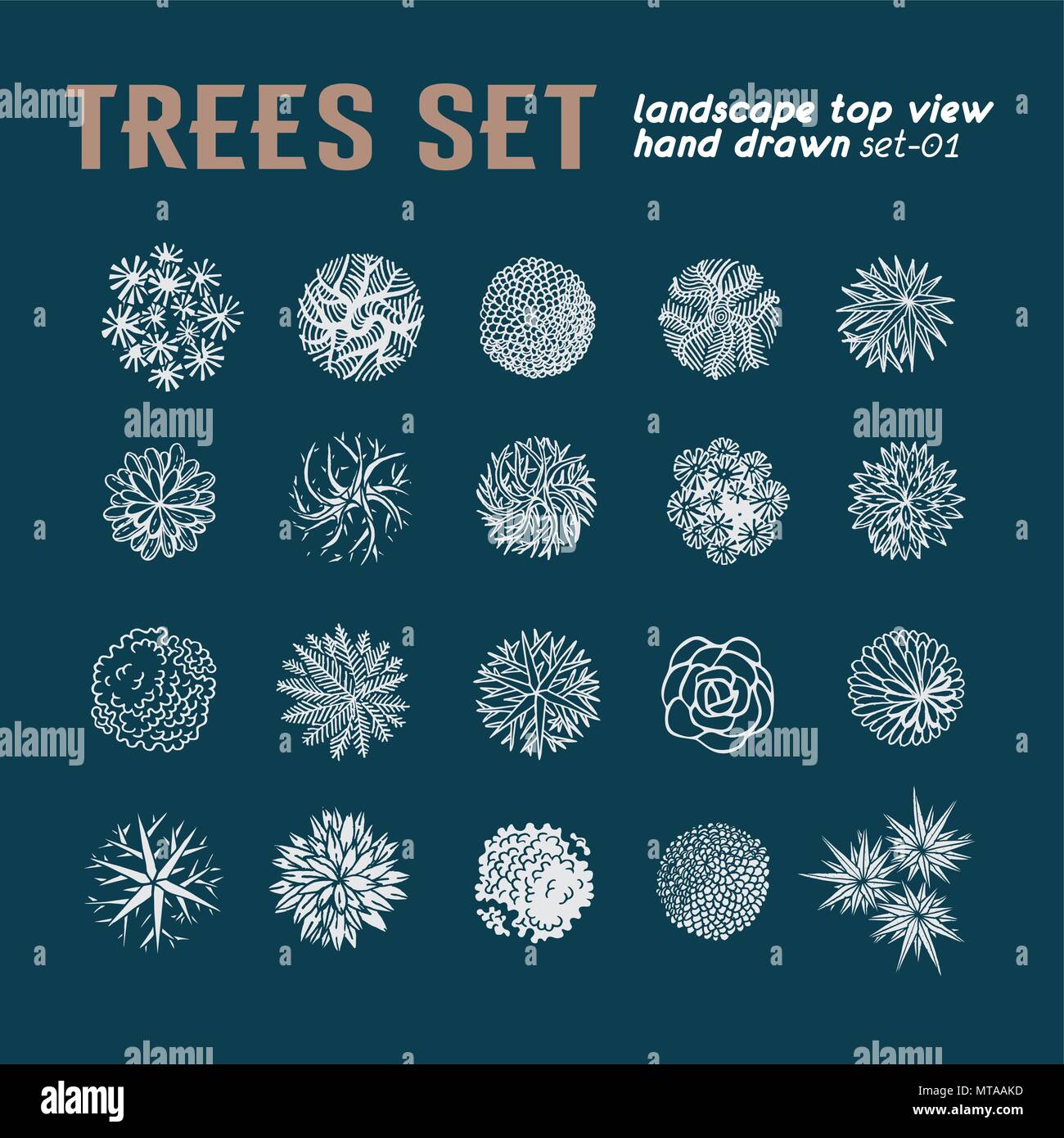 Trees top view. Different plants and trees vector set for architectural ...