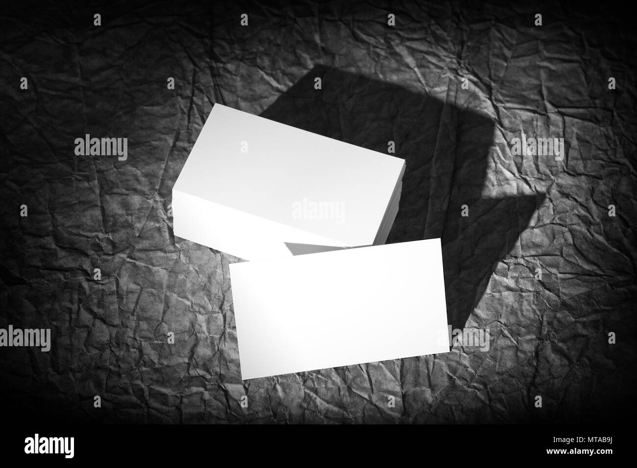 Blanks white cards on a black background design paper, identity design
