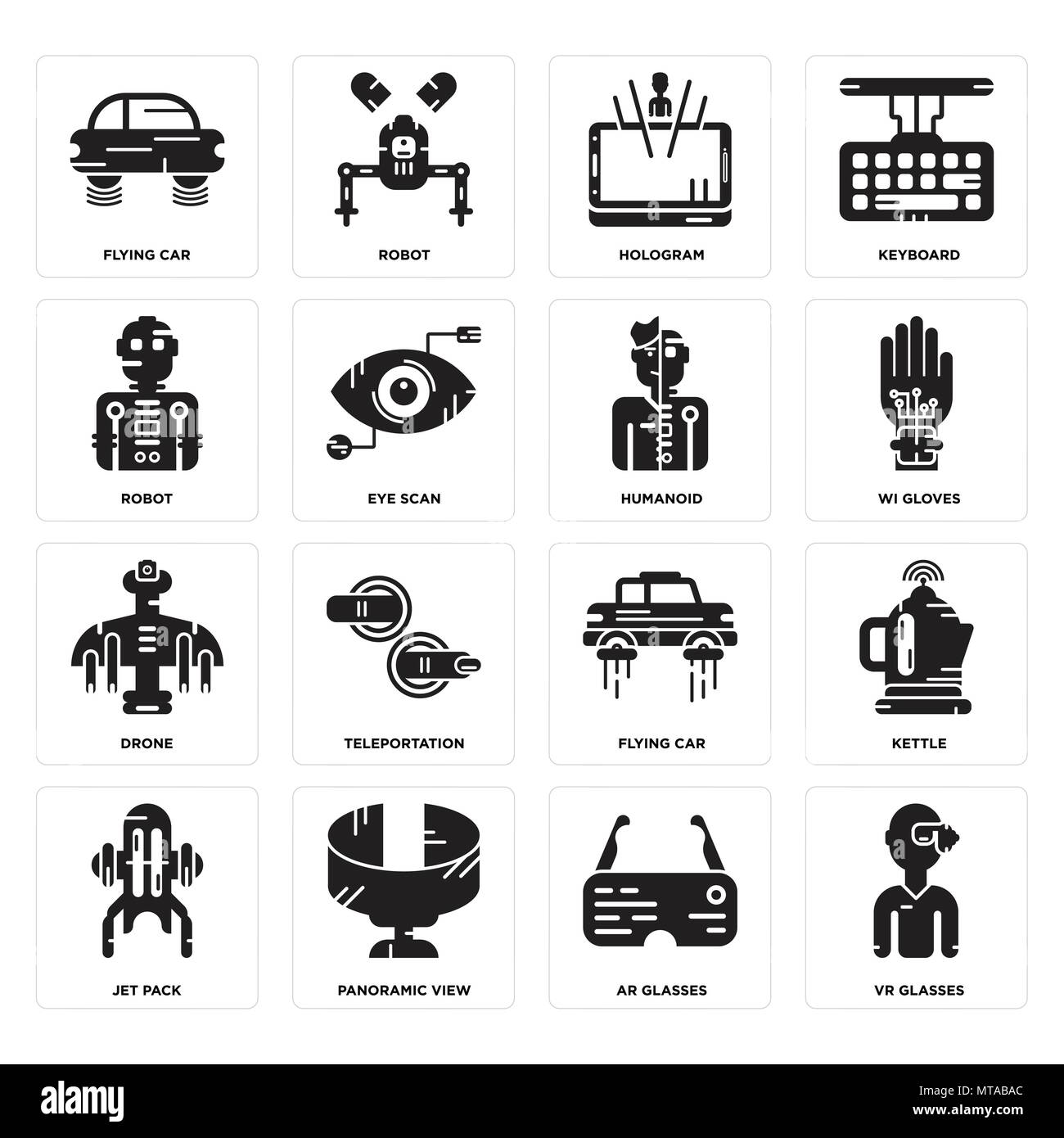 Set Of 16 simple editable icons such as Vr glasses, Ar Panoramic view ...