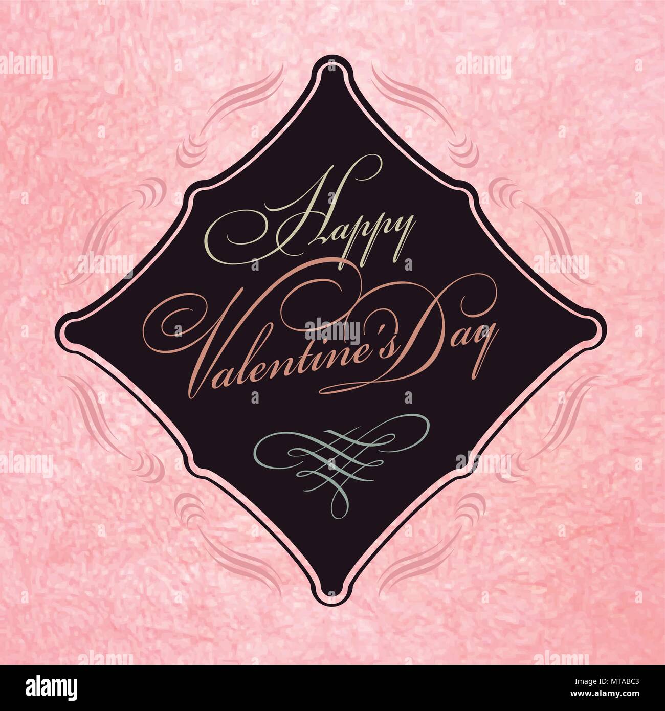 Happy valentines day card with ornaments and letterings Stock Vector