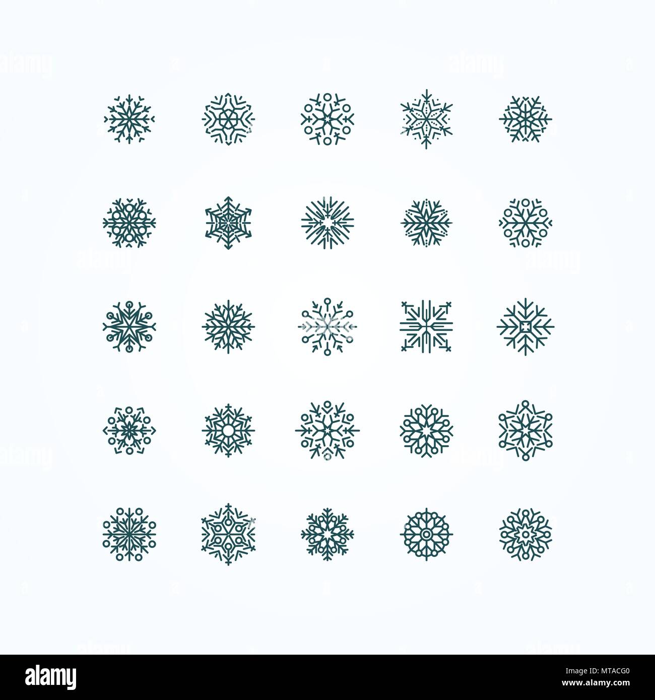 Collection of black snowflakes on a white background, vector ...