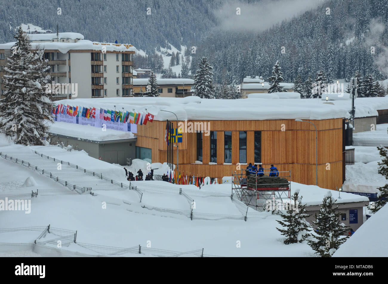 Congress Centre, Davos, host town of the World Economic Forum, Switzerland, January 2018 Stock Photo