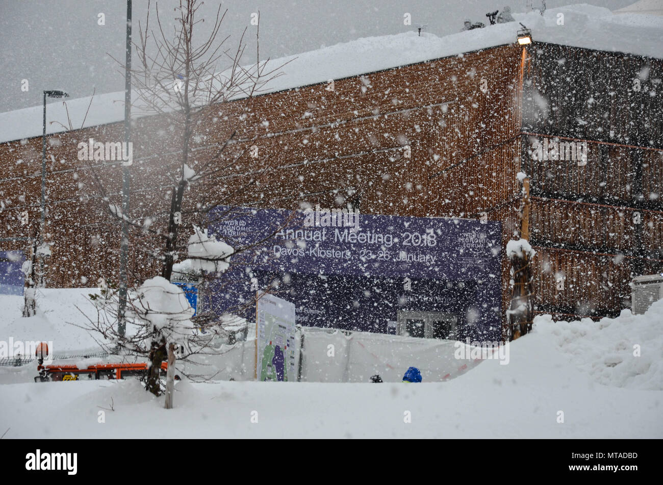 Davos, host town of the World Economic Forum, Switzerland, January 2018 Stock Photo