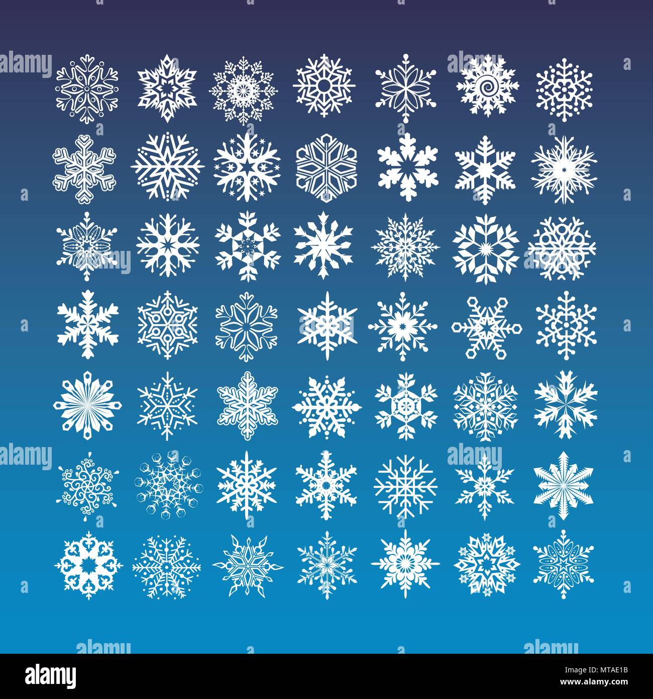 White snowflakes icon on gradient background blue and white colorful ...